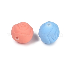ABSプラスチックビーズ  ラバー加工スタイル  ローズ  ミックスカラー  15x15.5x14.5mm  穴：2mm  約276個/500g&nbsp;KY-A003-04