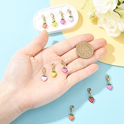 10Pcs Strawberry 304 Stainless Steel Enamel Pendant Decorations&nbsp;HJEW-YW00295