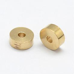 真鍮製スペーサービーズ  フラットラウンド  ニッケルフリー  生（メッキなし）  4x1.5mm  穴：1.5mm&nbsp;KK-P095-27-A