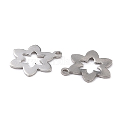 変色しにくい201ステンレススチールペンダント  花  ステンレス鋼色  17x13x0.8mm  穴：1.4mm&nbsp;STAS-K217-16