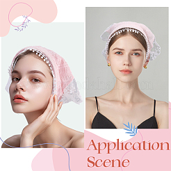2Pcs 2 Colors Pastoral Style Polyester Lace Cloth Hair Bands&nbsp;OHAR-CY0001-14