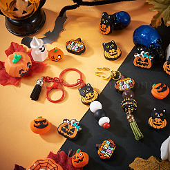 ハロウィーンテーマシリコンフォーカルビーズ12スタイル6個  ミックスカラー  混合図形  21~30x21~27.5x6.5~17mm  穴：2~3mm  2個/スタイル&nbsp;SIL-TA0003-26