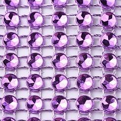 8列のプラスチック製ラインストーンナプキンリング  ナプキンホルダー装飾  結婚式の家の装飾のため  ミディアム蘭  138x39.3x2.5mm&nbsp;AJEW-D042-01A