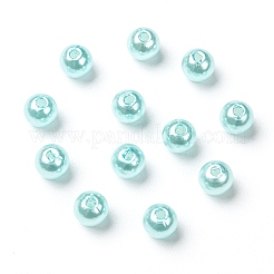 パール調アクリルビーズ  染め  ラウンド  アクアマリン  6x5.5mm  穴：1.5~2mm  約4500個/ポンド&nbsp;PL609-01