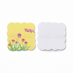 アクリルカボション  ヘアピン用  ヘア＆イヤリングアクセサリー  花模様の正方形  ライトカーキ  34x34x2.5mm&nbsp;MACR-C002-19
