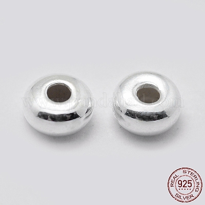 925 Sterling Silver Spacer Beads Rondelle Silver 3x1.5mm Hole 1mm