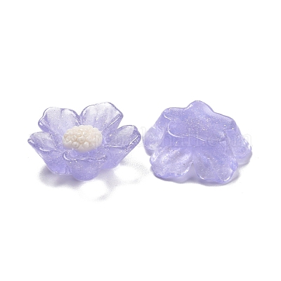 クリア樹脂カボション  グリッターパウダー付き  花  ミックスカラー  20x20x7mm&nbsp;RESI-CJC0013-04-1