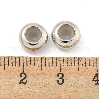 真鍮ビーズ  シリコーンと  ロンデル  プラチナ  8x4mm  穴：2mm&nbsp;KK-K382-14A-P-1