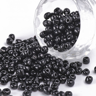 Glass Seed Beads, Opaque Colours Seed, Small Craft Beads for DIY Jewelry  Making, Round, Black, 6/0, 4mm, about 4500pcs/pound