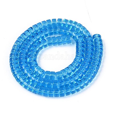 透明ガラスビーズ連売り  フラットラウンド  ドジャーブルー  6~6.5x3~3.5mm  穴：0.8~1mm  約112~120個/連  14.57~15.16''（37~38.5センチメートル）&nbsp;GLAA-N026-3x6mm-T10-1