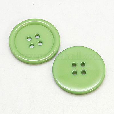 樹脂ボタン  染め  フラットラウンド  薄緑  18x3mm  穴：2mm  395個/袋&nbsp;RESI-D030-18mm-08-1