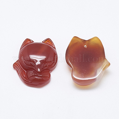 ナチュラルカーネリアン/レッドメノウペンダント  キツネ  22.5~23x19~20x8.5~9.5mm  穴：1mm&nbsp;G-T122-16B-1