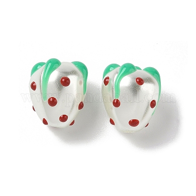 焼き絵の具 焼き絵の具 ガラスビーズ  苺  エナメル  レッド  13x12mm  穴：1.6mm&nbsp;LAMP-Z014-02B-1