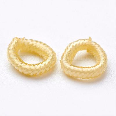ポリエステルファブリックビーズ  リング  レモンシフォン  6x2mm  穴：3mm  約200個/袋&nbsp;WOVE-N003-43-1