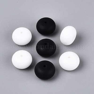 シリコンビーズ ロンデル ホワイト 22.5x15mm 穴：2.5~3mmの通販