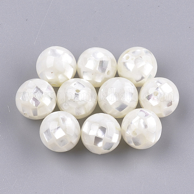 樹脂ビーズ  白シェルと  ラウンド  ホワイト  10~10.5mm  穴：1mm&nbsp;SSHEL-T007-10mm-02-1