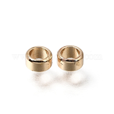 真鍮ビーズ  フラットラウンド  ラックめっき  長持ちメッキ  ライトゴールド  3.8x2mm  穴：2.6mm&nbsp;KK-CBA0DF0-08KCG-1