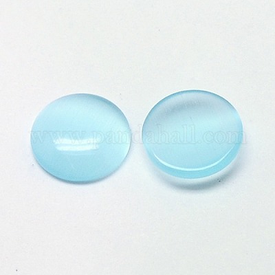 キャッツアイカボション  半円  淡いターコイズ  12x3mm&nbsp;CE-J002-12mm-23-1