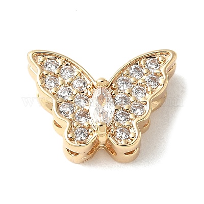 Brass Micro Pave Cubic Zirconia Beads&nbsp;KK-A253-10G-1