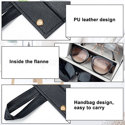 PUレザー台形複数メガネケース 3スロットトラベルサングラス