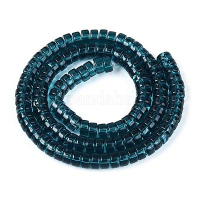 透明ガラスビーズ連売り  フラットラウンド  ダークスレートグレー  6~6.5x3~3.5mm  穴：0.8~1mm  約112~120個/連  14.57~15.16''（37~38.5センチメートル）&nbsp;GLAA-N026-3x6mm-T04-1