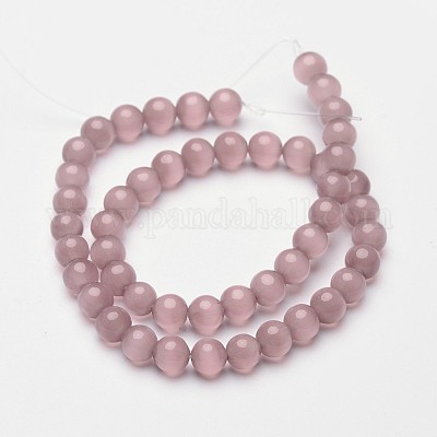 キャッツアイビーズ  ラウンド  プラム  8mm  穴：1mm  15.5インチ/連  約49個/連&nbsp;X-CER8mm21-1