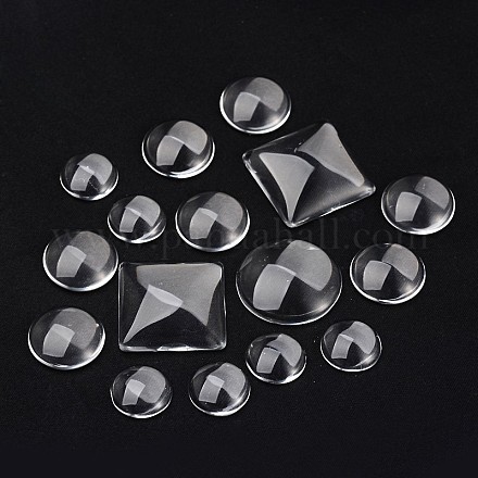ガラスカボション  混合図形  透明  14~25x14~25x7mm&nbsp;GGLA-X0009-1