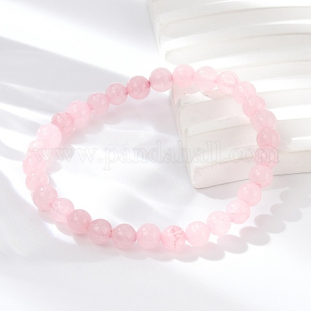 Natural Rose Quartz Bead Stretch Bracelets BJEW-K212-A-045-1