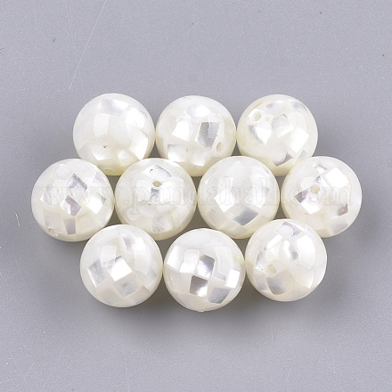 樹脂ビーズ  白シェルと  ラウンド  ホワイト  10~10.5mm  穴：1mm&nbsp;SSHEL-T007-10mm-02-1