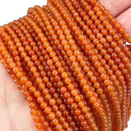 天然石レッドアベンチュリンビーズ連売り ラウンド グレードA 3mm 穴