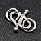 Sterling Silver S-Hook Clasps, Silver, 8x7.6x1.2mm, Hole: 3.6mm, about 56pcs/20g