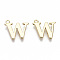 Brass Charms, Nickel Free, Letter, Real 18K Gold Plated, Letter.W, W: 13x14.5x1.5mm, Hole: 1.2mm