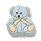 Bear Silicone Focal Beads, Light Blue, 30x28.5x9.5mm, Hole: 2.5mm