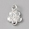 Brass Charms, with Jump Ring, Silver, Flower, 12x10x3mm, Hole: 4mm