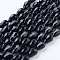 Glass Beads Strands, Faceted, teardrop, Black, 15x10mm, Hole: 2mm, about 48pcs/strand, 27.56 inch(70cm)