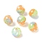 Two Tone Transparent Acrylic Beads, Hand Painted Beads, Round, with Glitter Powder & Enamel, Orange, 15x14mm, Hole: 3mm