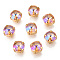 Flat Round Moonlight Effect Sew on Rhinestone, Glass Rhinestone, with Brass Settings, Garments Accessories, Light Gold, Plum, 8x7mm, Hole: 1mm