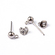 真鍮ポストピアスパーツ  カン付き  プラチナ  15x6mm  穴：1mm  ボール：4mm  ピン：0.8mm&nbsp;EC593-3