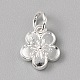 真鍮製チャーム  丸カン付き  銀  花  12x10x3mm  穴：4mm&nbsp;LS-FIND-WH0159-63S-14-1