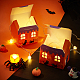 ハロウィーンテーマの紙箱  梱包用段ボール箱  猫の模様の家  オレンジ  8.5x11x12cm&nbsp;CON-WH0088-96-5