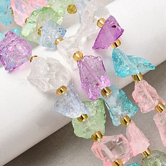 生の粗い天然水晶ビーズ連売り  染め  シードビーズで  ナゲット  8~18x9~15x8~11mm  穴：1.5~2mm  約12~13個/連  7.48''~7.68''（19~19.5センチメートル）