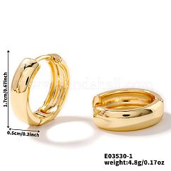 Elegant Brass Hoop Earrings for Girls, Daily Party Jewelry, Golden, Ring, 17x5mm