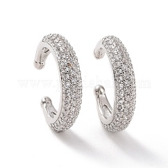 クリアキュービックジルコニアカフスピアス  女性のための真鍮の非ピアスジュエリー  プラチナ  16x18x3.5mm  内径：13mm