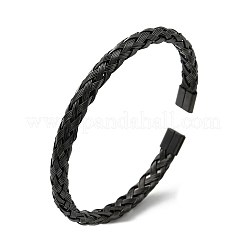 304ステンレススチールワイヤーラップカフバングル  電気泳動黒  内径：2-1/8インチ（5.5cm）&nbsp;BJEW-E079-02EB