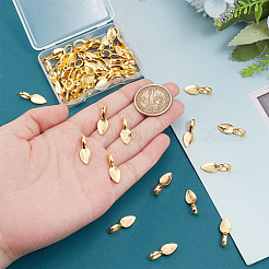 合金接着フラットパッドベイル50個  鉛フリー及びカドミウムフリー  葉  ゴールドカラー  21x8x6mm  穴：4x6mm&nbsp;FIND-PH0020-14