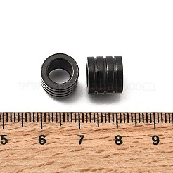 304ステンレスチューブビーズ  ストライプチューブ  ブラック  9x10mm  穴：6.5mm&nbsp;STAS-D382-10EB