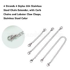 4 Strands 4 Styles 304 Stainless Steel Chain Extender&nbsp;STAS-YW0001-11