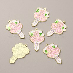 合金エナメルチャーム  ライトゴールド  花のチャーム  ライム  39x25x1mm  穴：2mm&nbsp;ENAM-WH0064-08A-LG