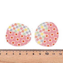 チェック柄プリントのアクリルパーツ  花  37.5x39.5x2mm  穴：1.5mm&nbsp;OACR-T028-05F