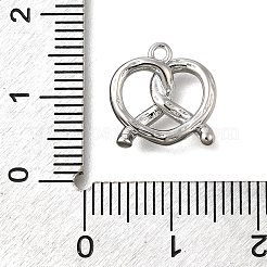 真鍮チャーム  プレッツェルチャーム  プラチナ  12x12.5x3mm  穴：1.2mm&nbsp;KK-U061-18P